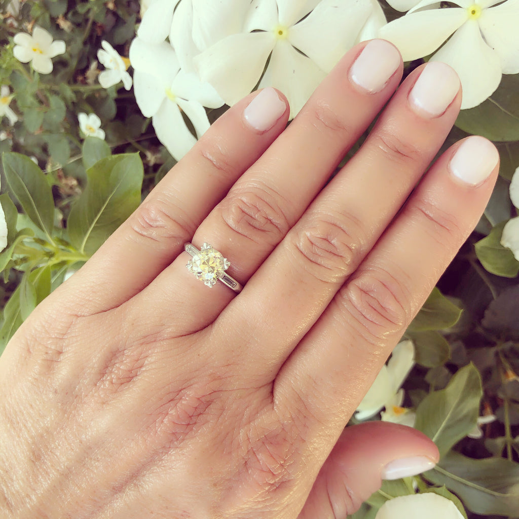 1.83ct European Cut Diamond & Platinum Engagement Ring