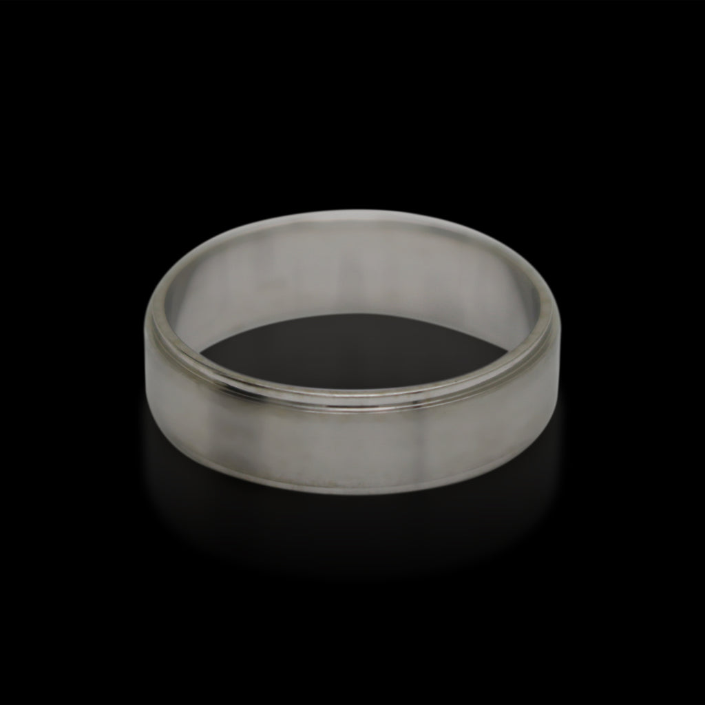 18kt Flat Edged Brushed Metal Men's Band Ring