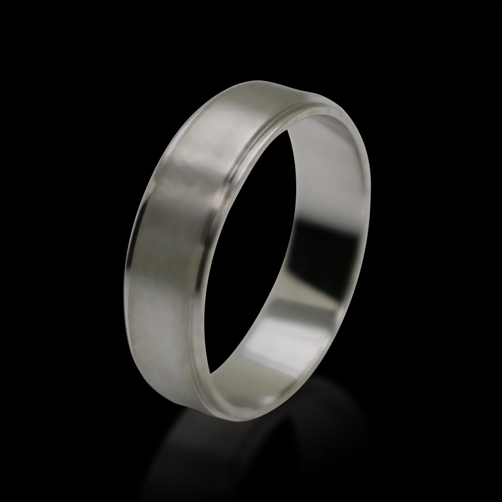 18kt Flat Edged Brushed Metal Men's Band Ring