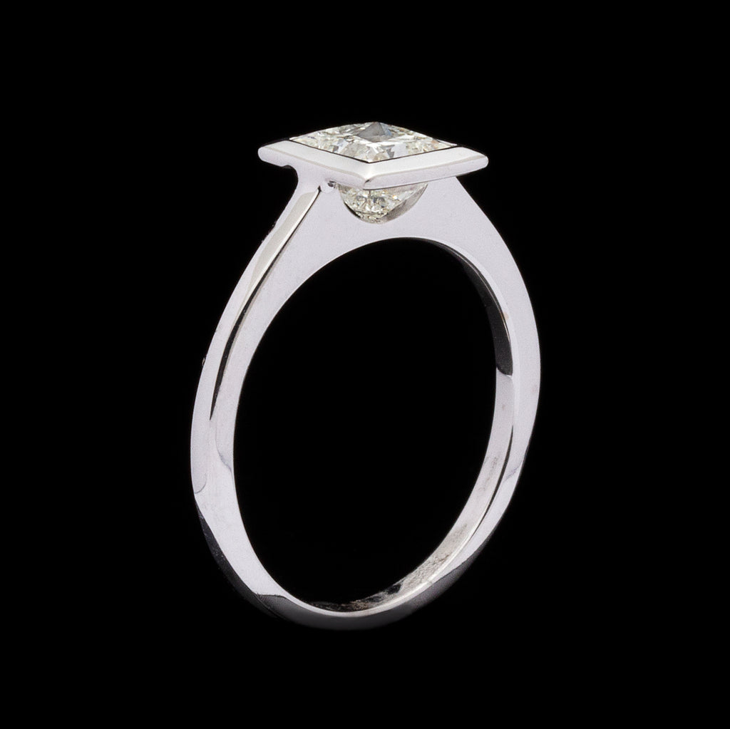 Princess-Cut Diamond Bezel Set Engagement Ring