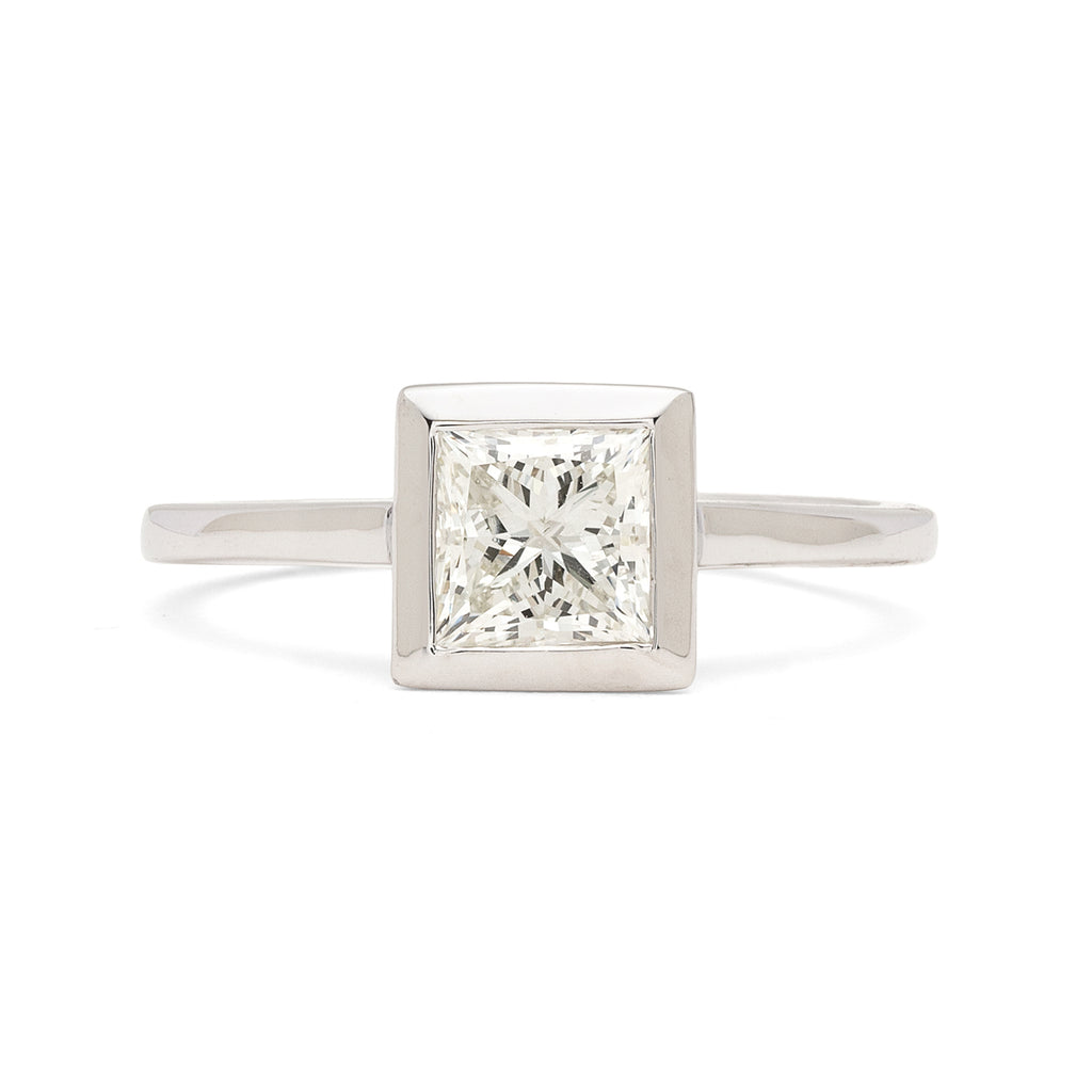 Princess-Cut Diamond Bezel Set Engagement Ring