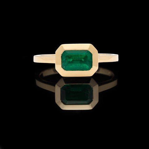 Rectangular-Cut Emerald & 18k Yellow Gold Ring