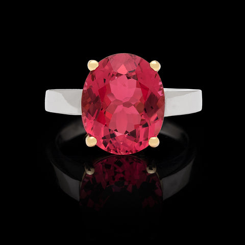 Oval Pink Tourmaline & Gold Ring