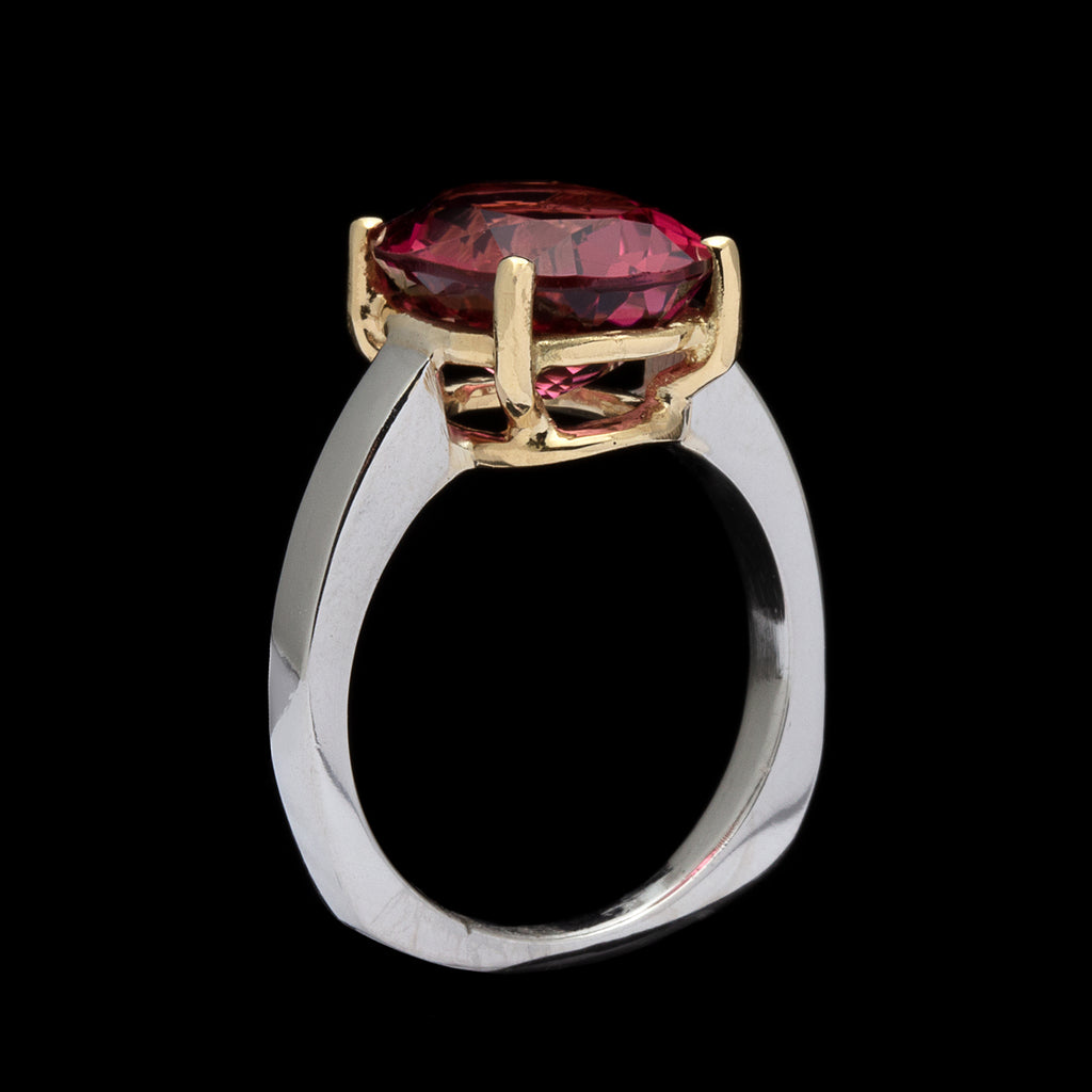 Oval Pink Tourmaline & Gold Ring