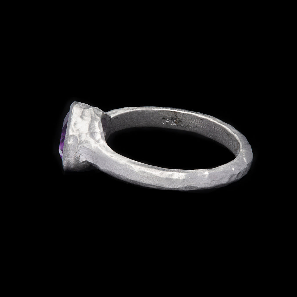 Custom Amethyst & 18k White Gold Ring