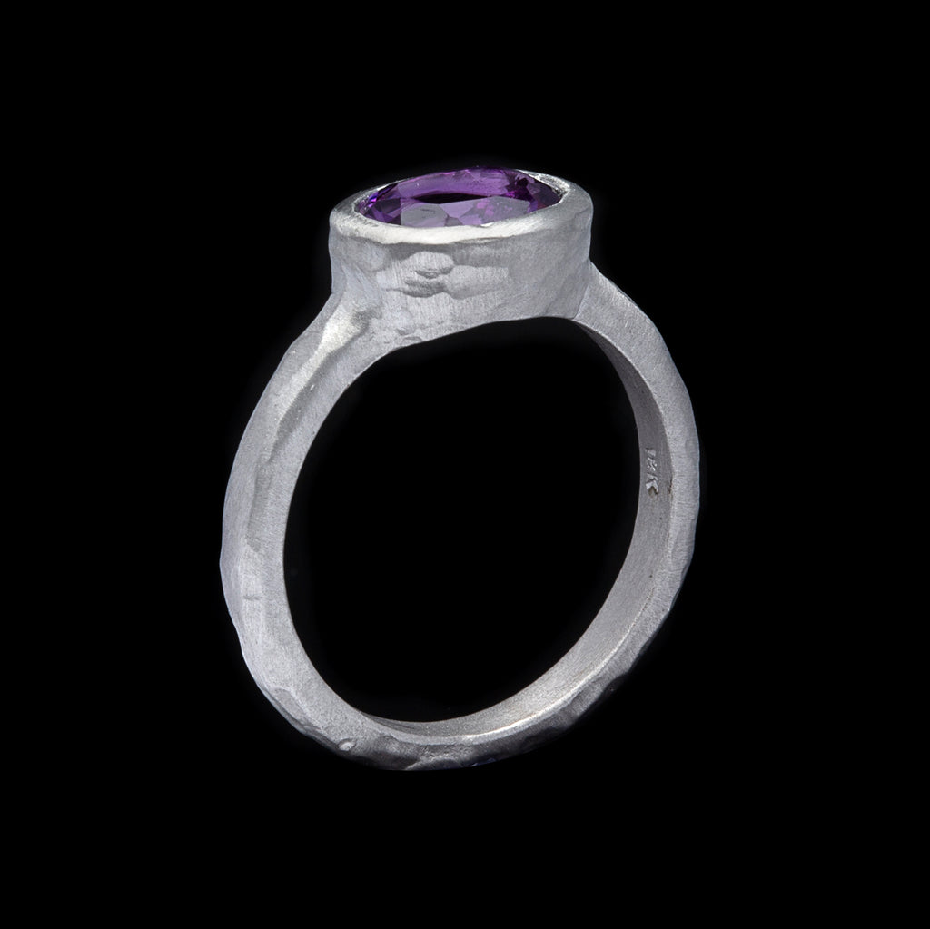 Custom Amethyst & 18k White Gold Ring
