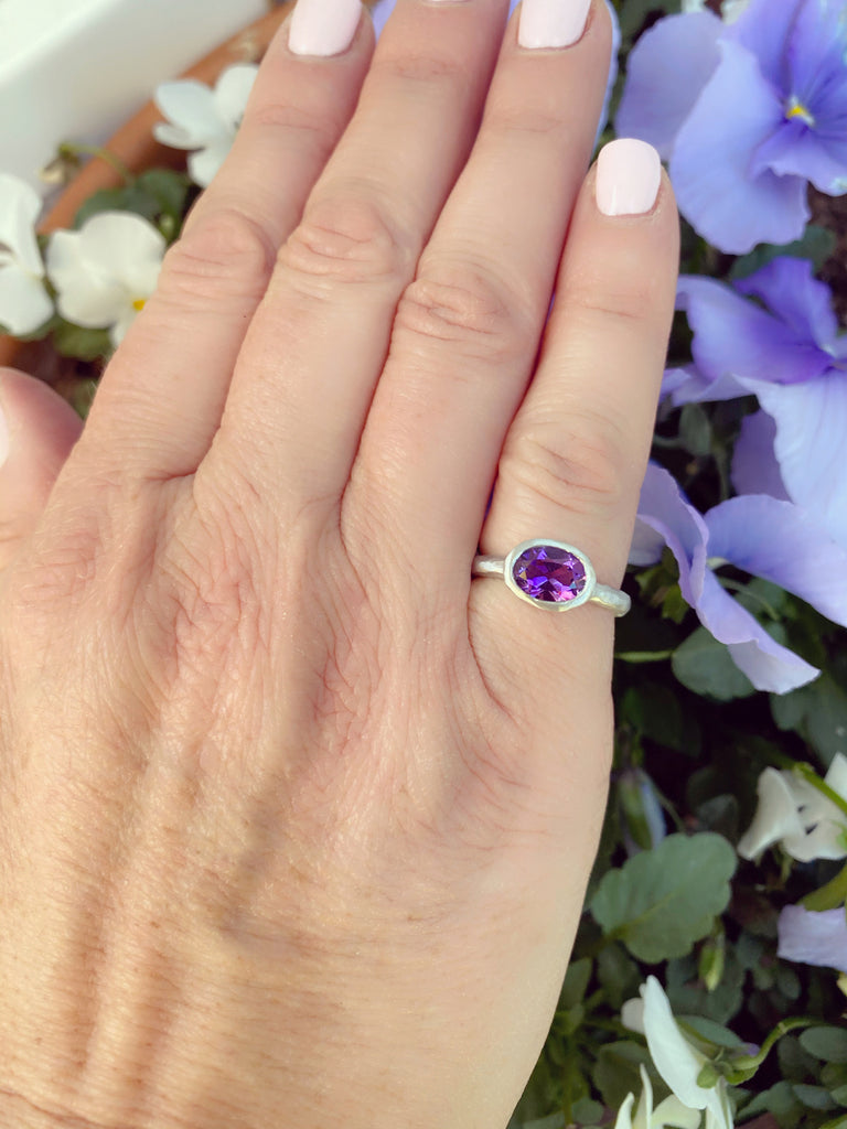 Custom Amethyst & 18k White Gold Ring