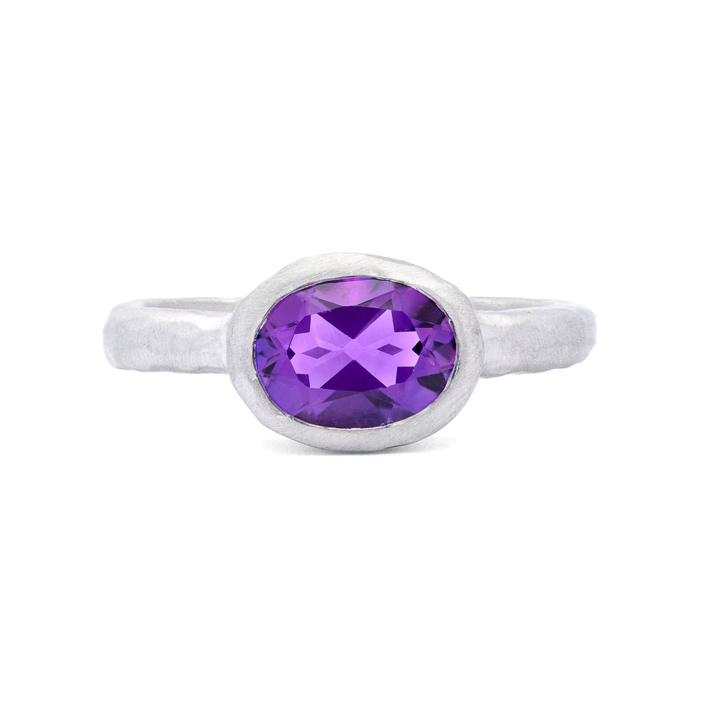 Custom Amethyst & 18k White Gold Ring