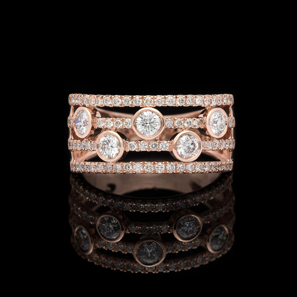 Contemporary Modern Diamond & Rose Gold Ring