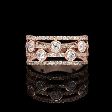 Contemporary Modern Diamond & Rose Gold Ring