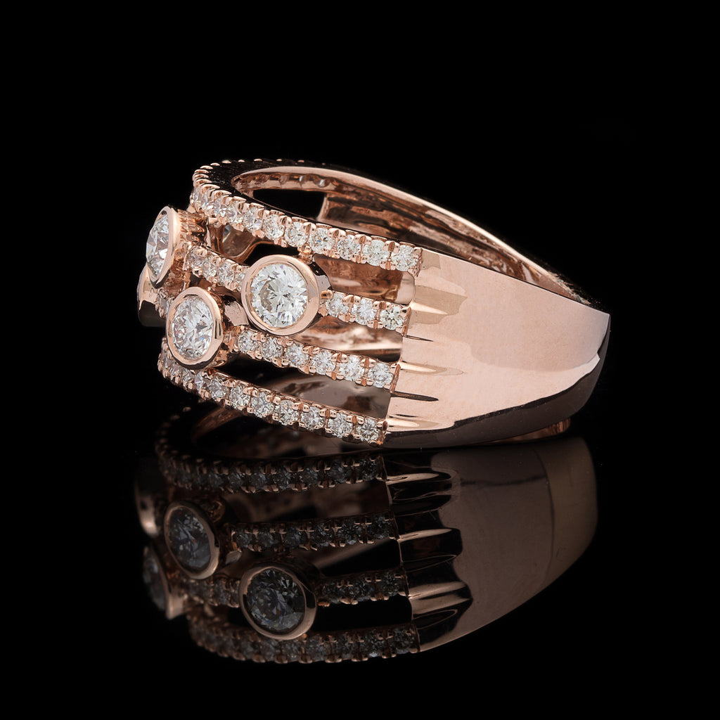 Contemporary Modern Diamond & Rose Gold Ring