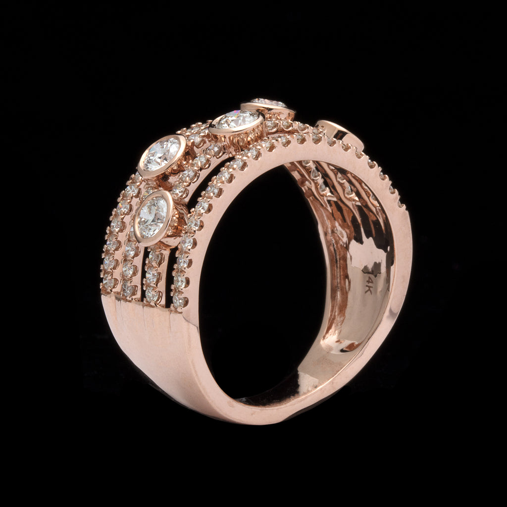 Contemporary Modern Diamond & Rose Gold Ring