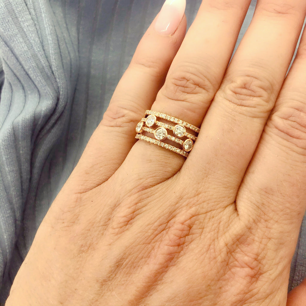 Contemporary Modern Diamond & Rose Gold Ring