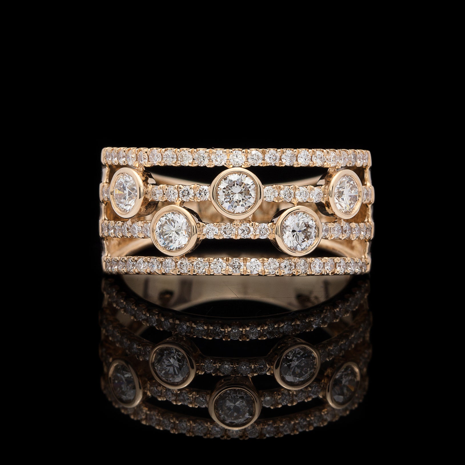 modern diamond dress ring designs 18k Yellow Gold Modern Diamond Cocktail Ring 2.99 Ctw