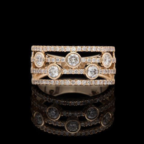 Contemporary Modern Diamond & Yellow Gold Ring