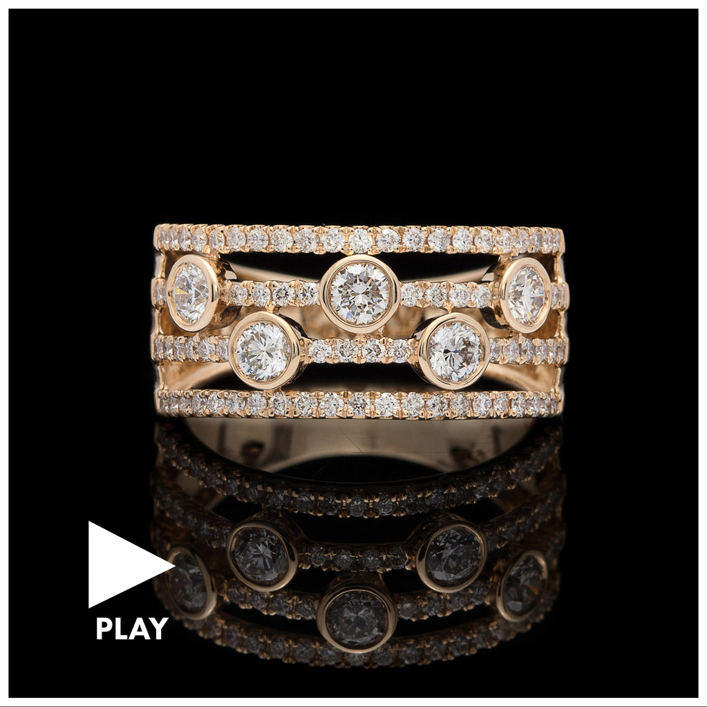 Contemporary Modern Diamond & Yellow Gold Ring