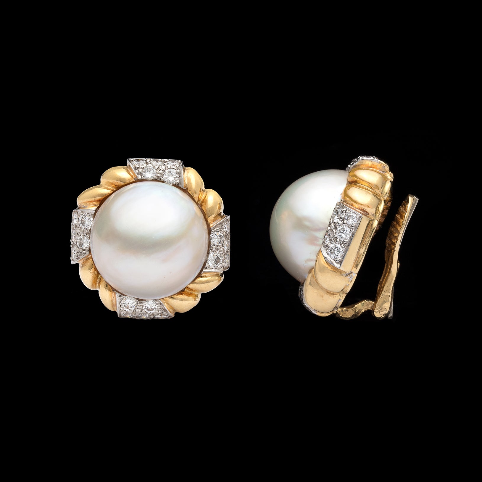 高速 割引 2024 西日本 Mabé Arpels & Cleef Van Pearl gold 18k Clips Ear Diamond & 真珠