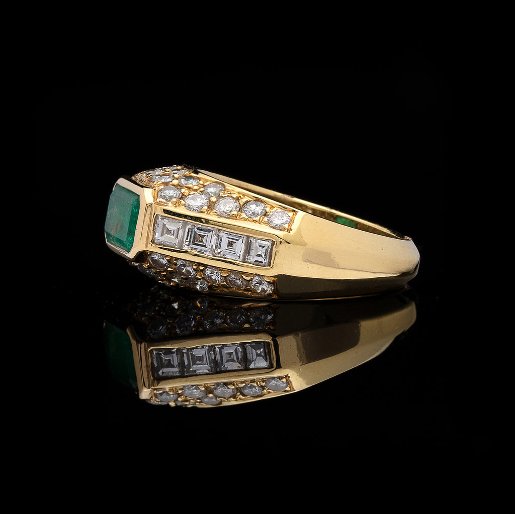Estate Emerald, Diamond & Gold Ring
