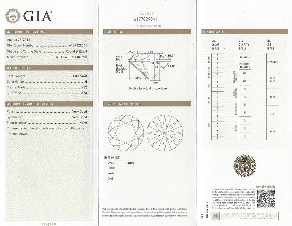 Classic GIA 1.02-ct. H/VS2 Diamond Engagement Ring