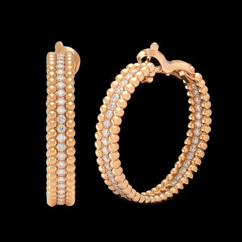 Van Cleef & Arpels Perlee Diamond Hoop Earrings