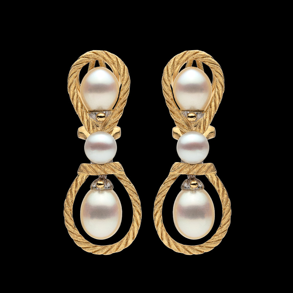 Buccellati Cultured Pearl & 18k Gold Earrings