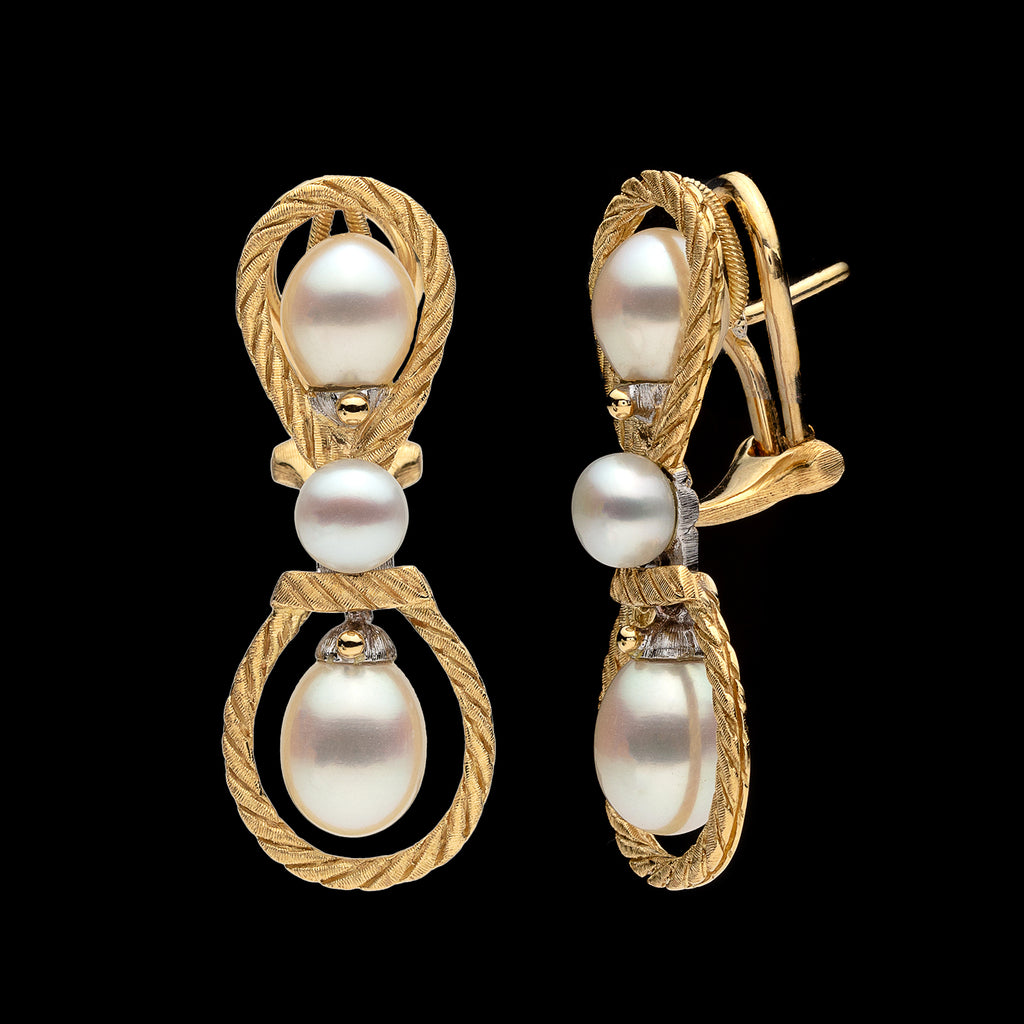 Buccellati Cultured Pearl & 18k Gold Earrings