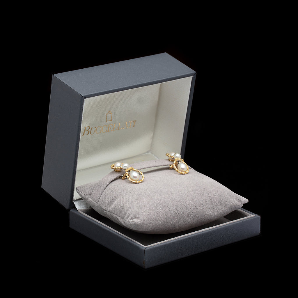 Buccellati Cultured Pearl & 18k Gold Earrings