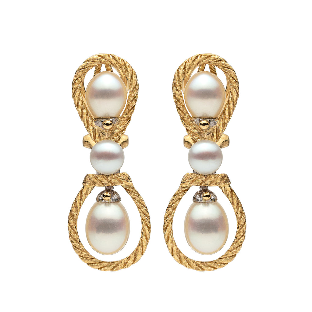 Buccellati Cultured Pearl & 18k Gold Earrings