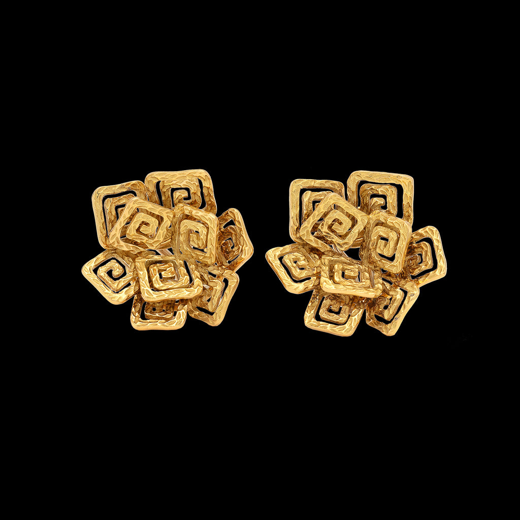 Pomellato 18k Gold Greek Key Ear Clips