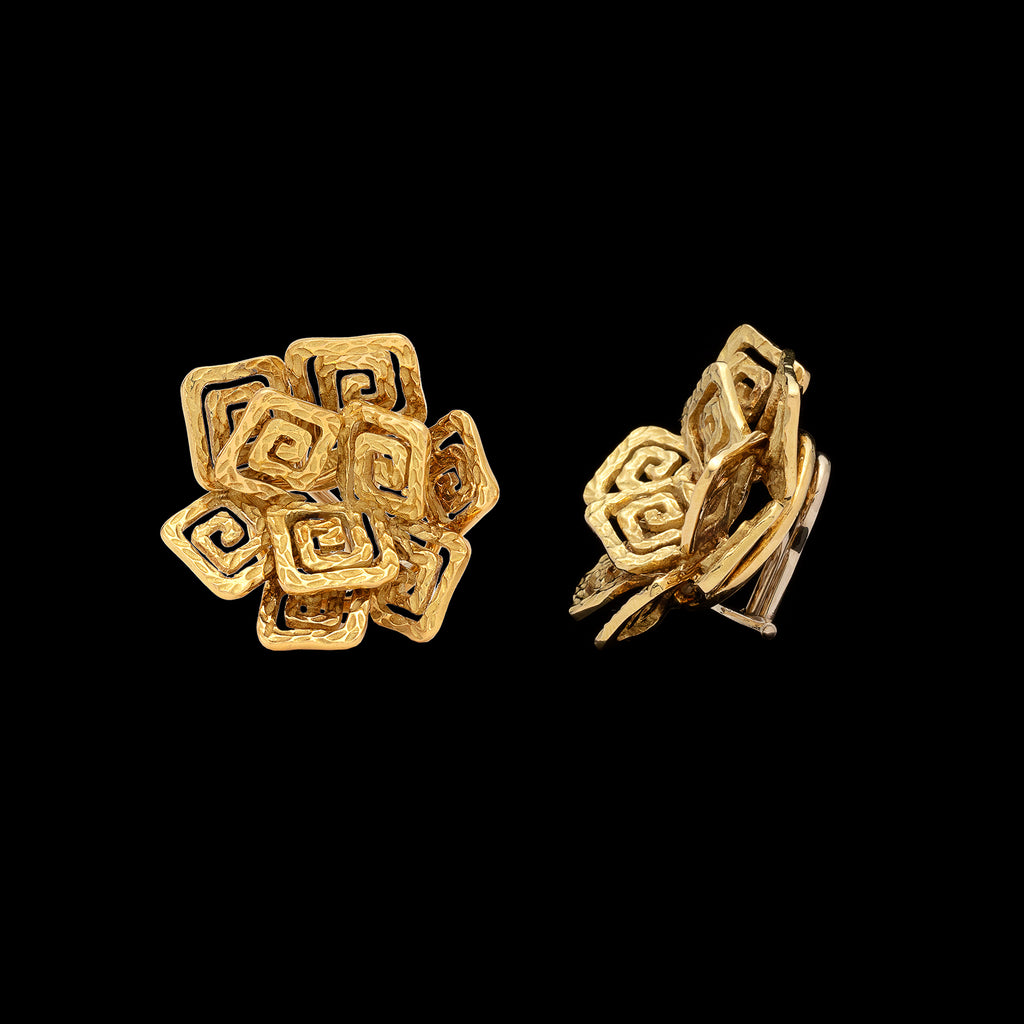 Pomellato 18k Gold Greek Key Ear Clips