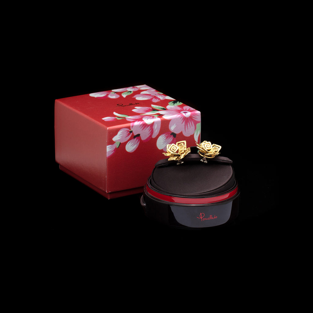 Pomellato 18k Gold Greek Key Ear Clips