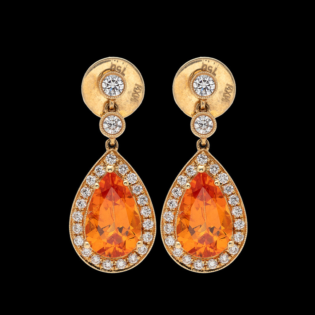 Mandarin Garnet & Diamond Earrings