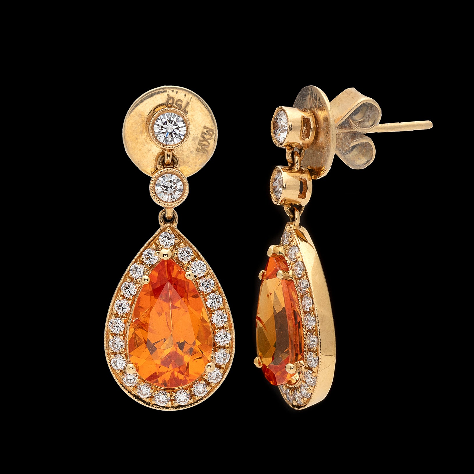 Mandarin Garnet Diamond Earrings 66mint Fine Estate Jewelry