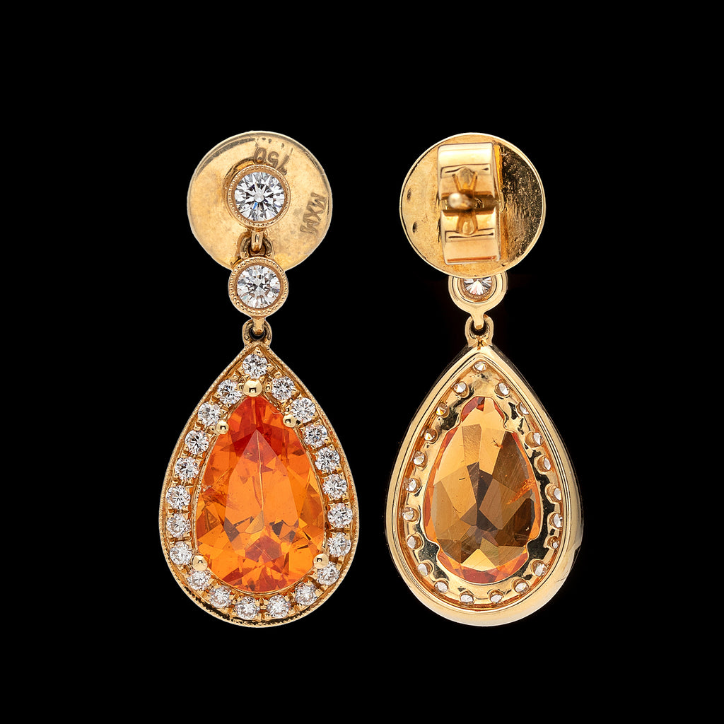 Mandarin Garnet & Diamond Earrings