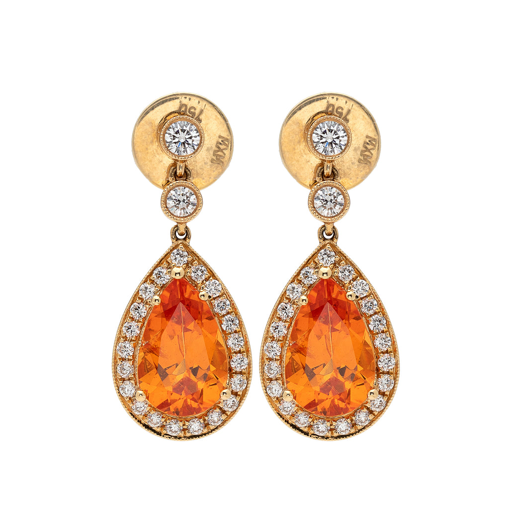 Mandarin Garnet & Diamond Earrings
