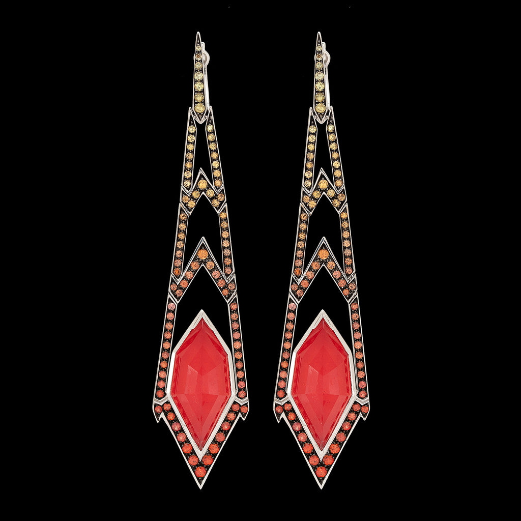 Stephen Webster Coral, Quartz & Multi-Color Sapphire Earrings