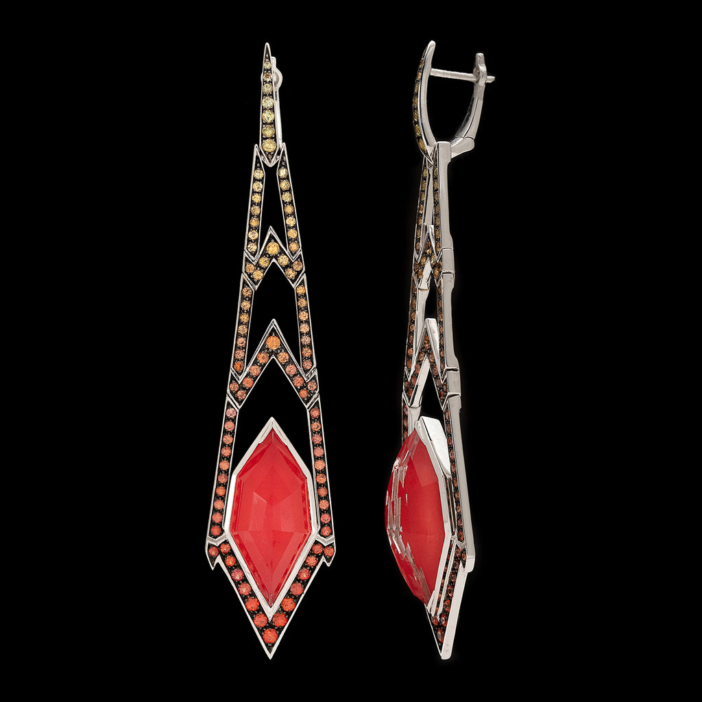 Stephen Webster Coral, Quartz & Multi-Color Sapphire Earrings