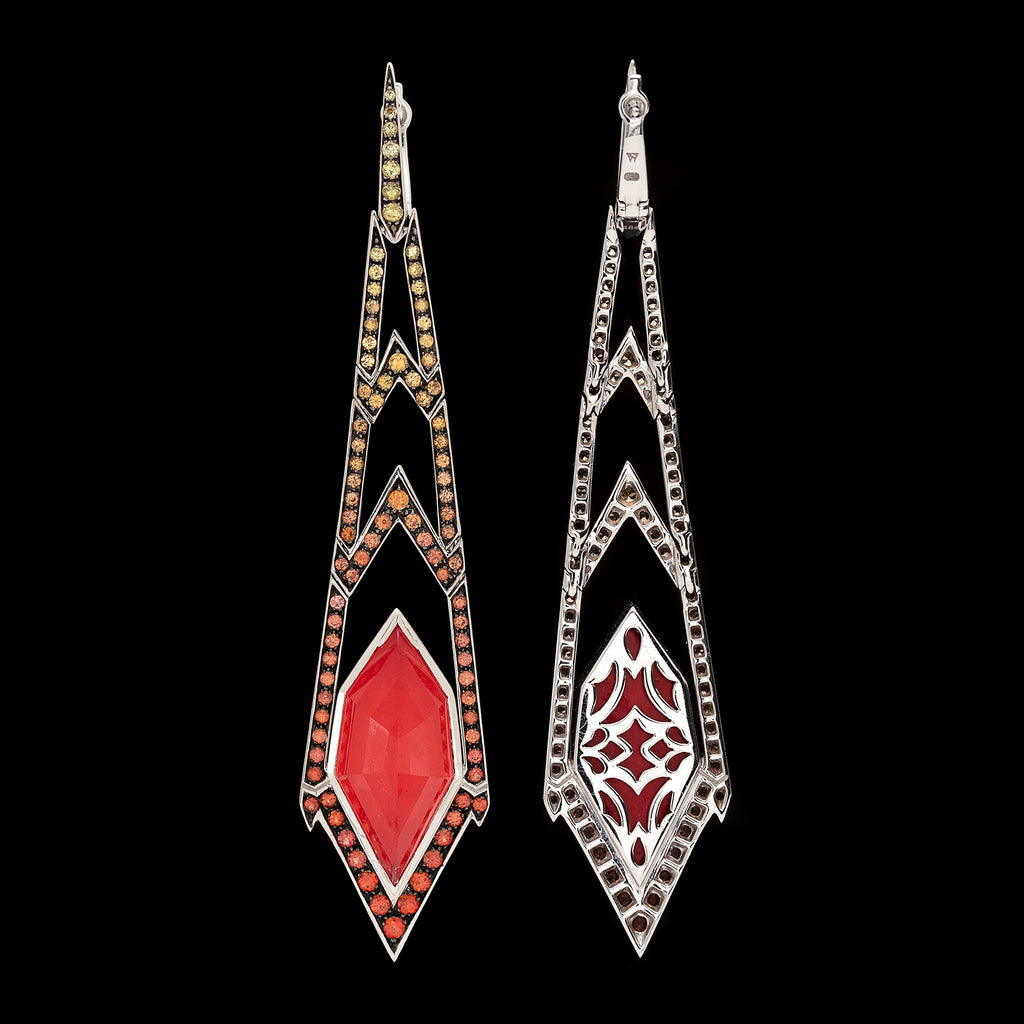 Stephen Webster Coral, Quartz & Multi-Color Sapphire Earrings