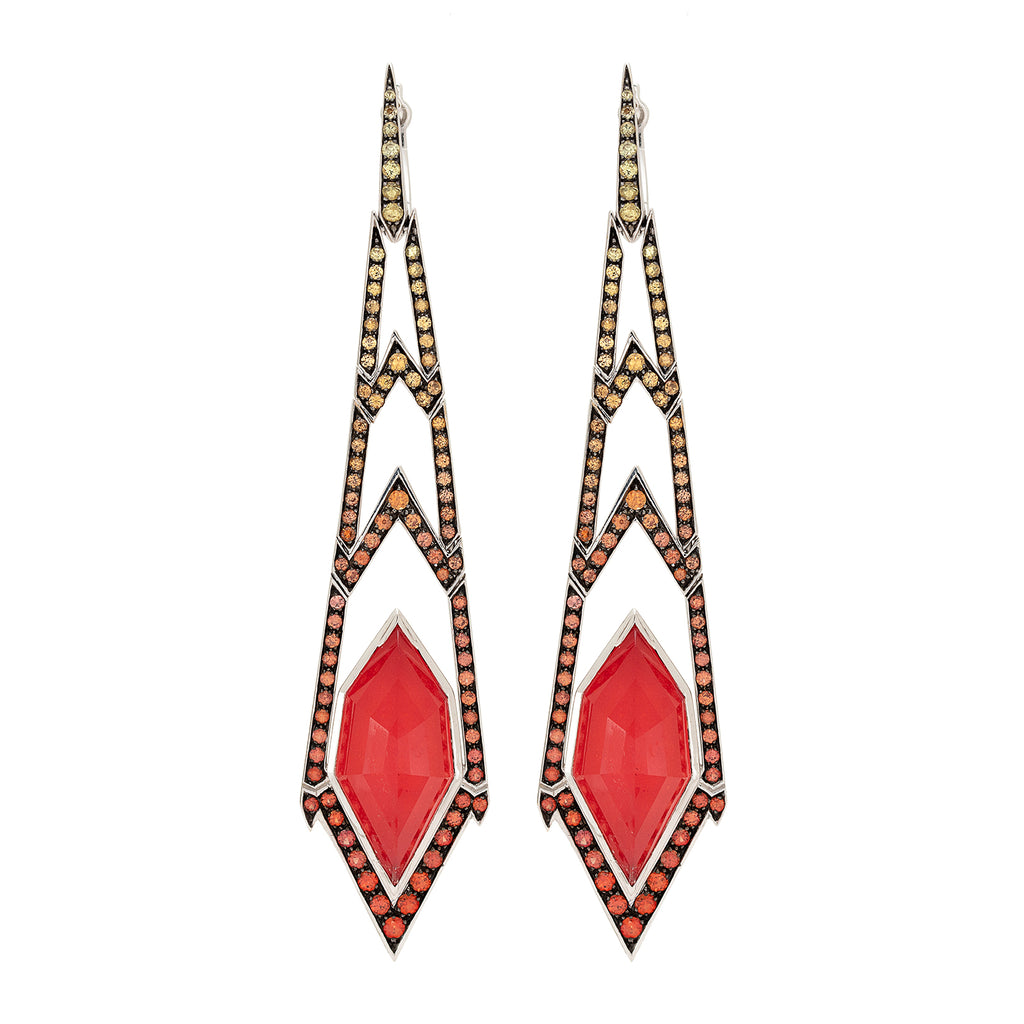 Stephen Webster Coral, Quartz & Multi-Color Sapphire Earrings