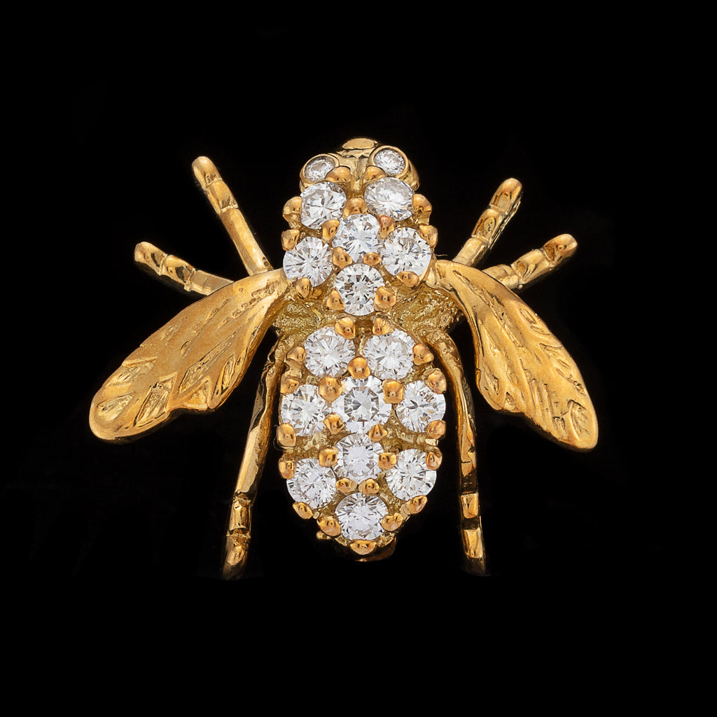Diamond & 18k Gold Bee Brooch