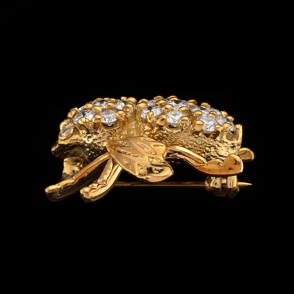 Diamond & 18k Gold Bee Brooch