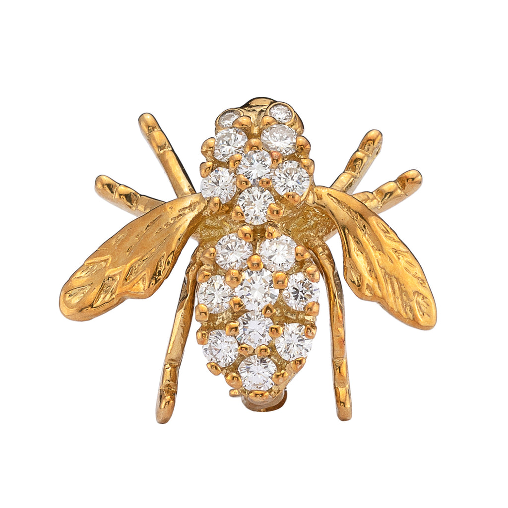 Diamond & 18k Gold Bee Brooch
