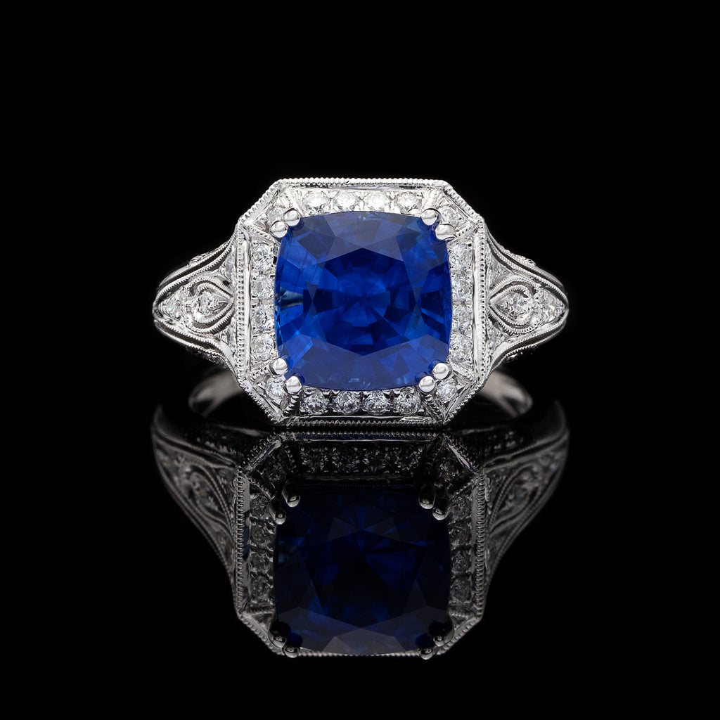 GIA 4.30-cts. Sri Lanka Sapphire & Diamond Ring