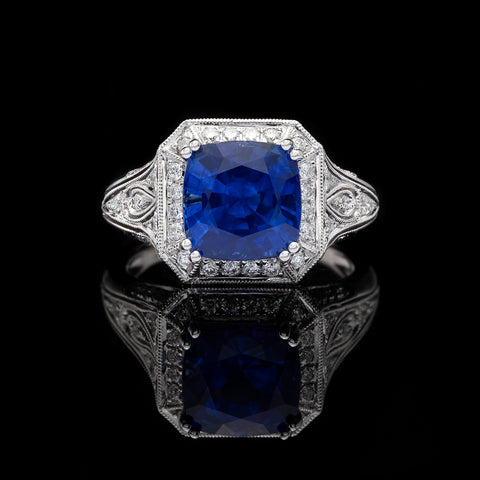 GIA 4.30-cts. Sri Lanka Sapphire & Diamond Ring
