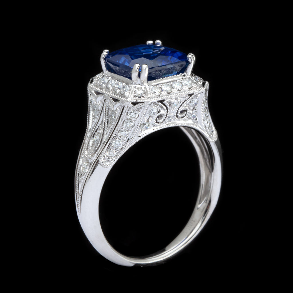 GIA 4.30-cts. Sri Lanka Sapphire & Diamond Ring