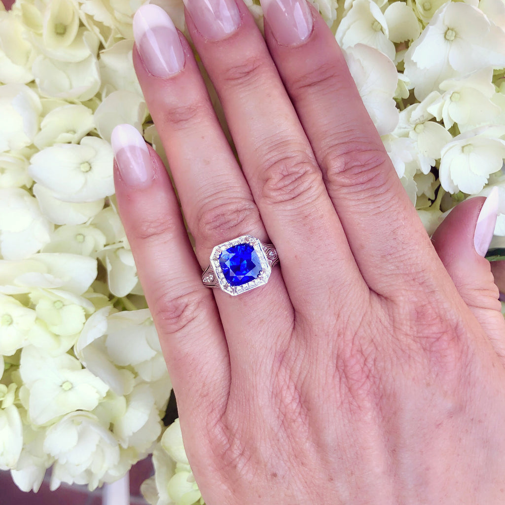 GIA 4.30-cts. Sri Lanka Sapphire & Diamond Ring