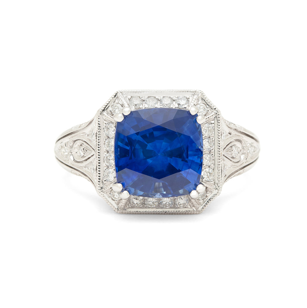GIA 4.30-cts. Sri Lanka Sapphire & Diamond Ring