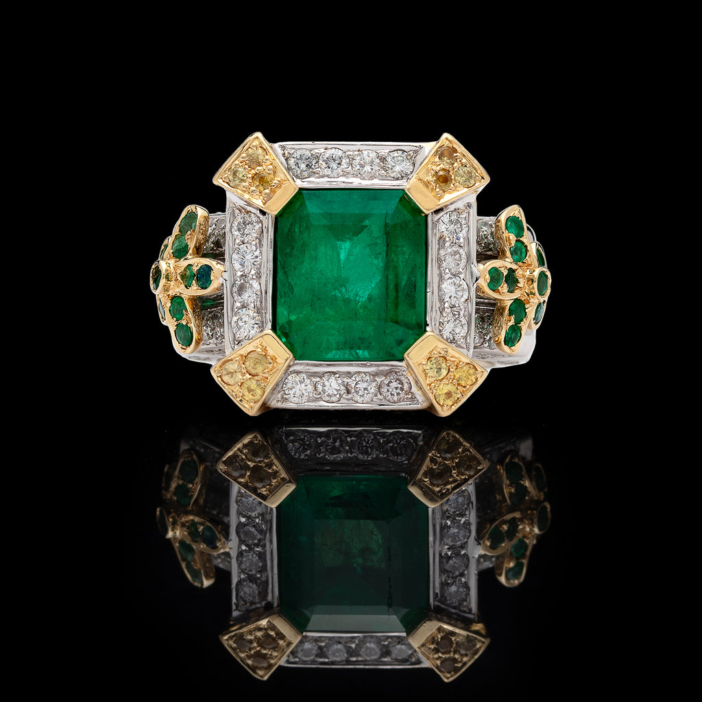 Custom 5 carat Emerald and Diamond Ring