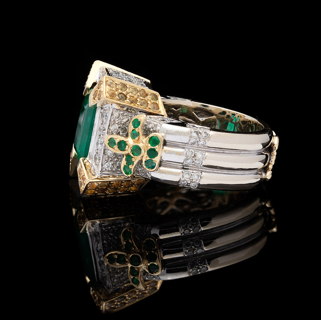 Custom 5 carat Emerald and Diamond Ring