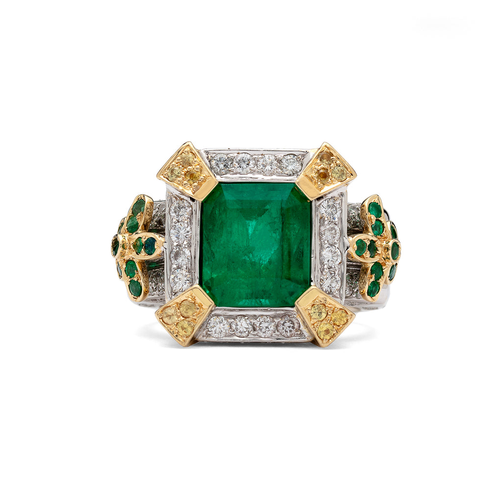 Custom 5 carat Emerald and Diamond Ring